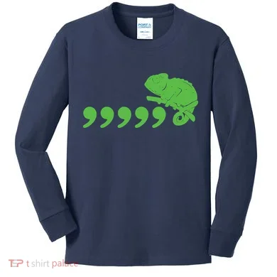 Comma Chameleon Funny Kids Long Sleeve Shirt