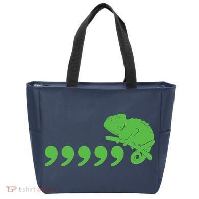 Comma Chameleon Funny Tote Bag