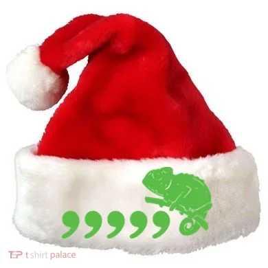 Comma Chameleon Funny Santa Hat