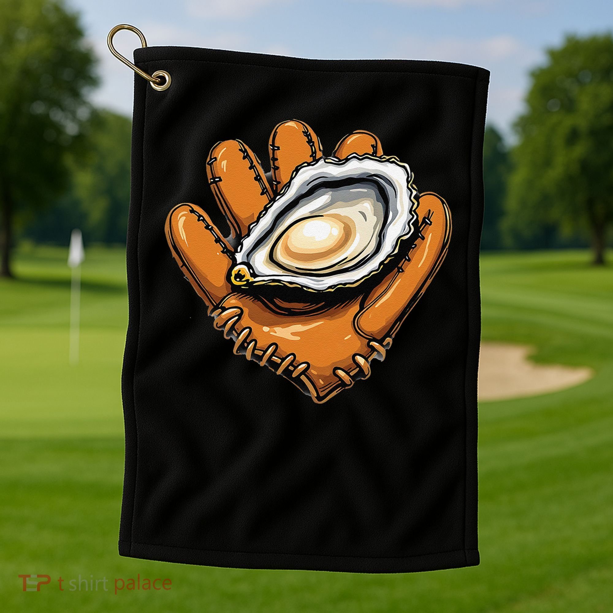 Chesapeake Catchers Funny Baseball Oyster Seafood Lovers Golf Towel