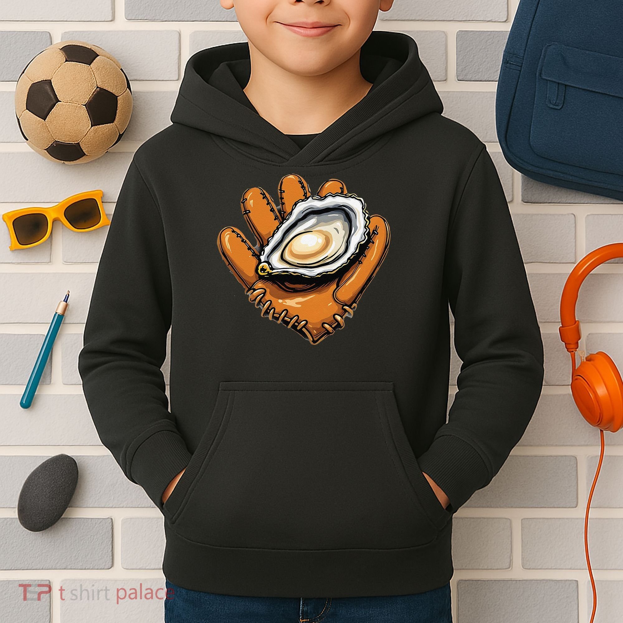 Chesapeake Catchers Funny Baseball Oyster Seafood Lovers Kids Hoodie