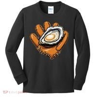 Chesapeake Catchers Funny Baseball Oyster Seafood Lovers Kids Long Sleeve Shirt thumb 0