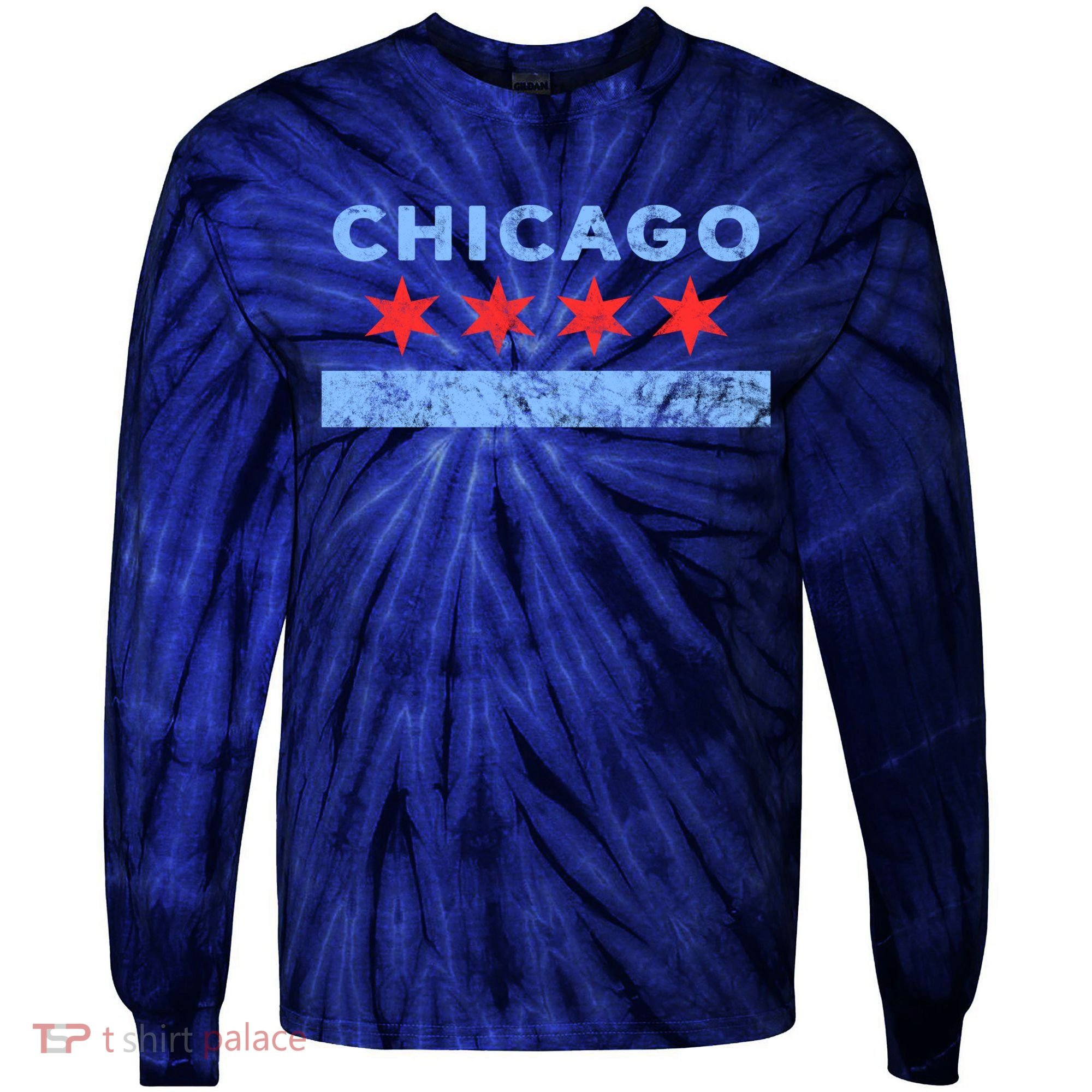 Chicago - Chicago Flag Sweatshirt Sweatshirt Tie-Dye Long Sleeve Shirt