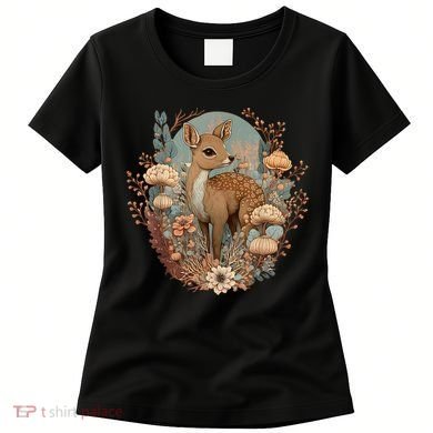 Cute Cottagecore Floral Deer Aesthetic Women's T-Shirt