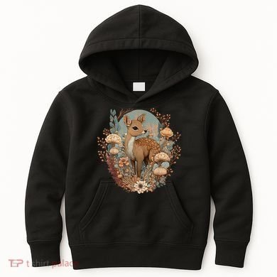Cute Cottagecore Floral Deer Aesthetic Kids Hoodie