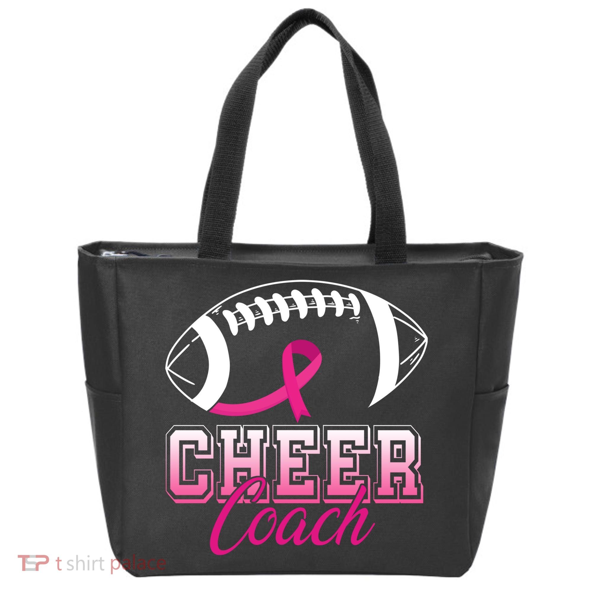 Cheer Coach Football Breast Cancer Awareness Tote Bag