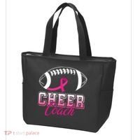 Cheer Coach Football Breast Cancer Awareness Tote Bag thumb 3