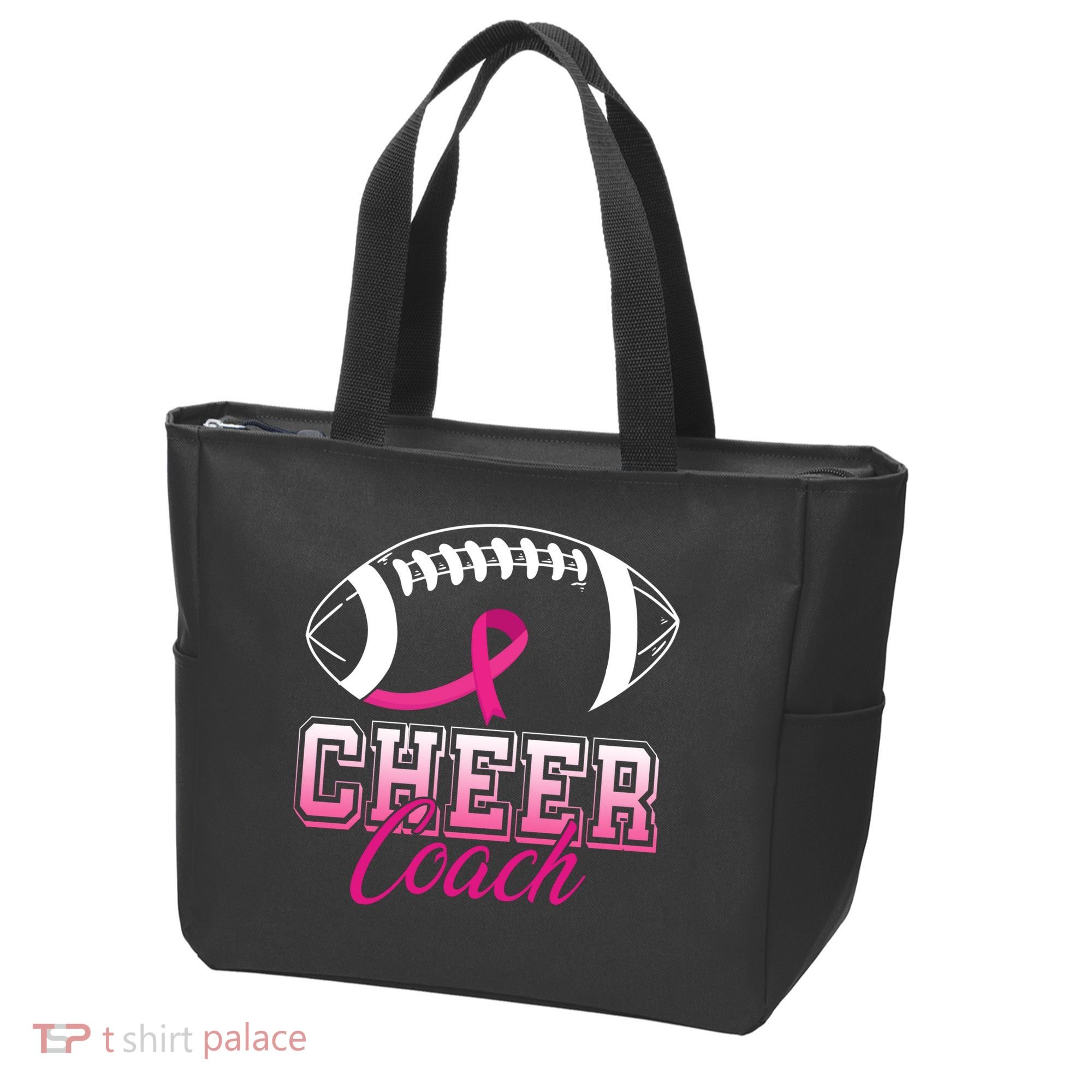Cheer Coach Football Breast Cancer Awareness Tote Bag