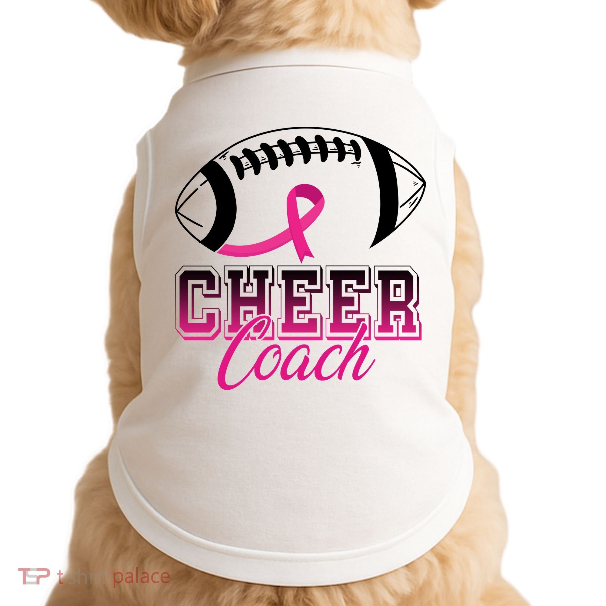 Cheer Coach Football Breast Cancer Awareness Doggie Tank