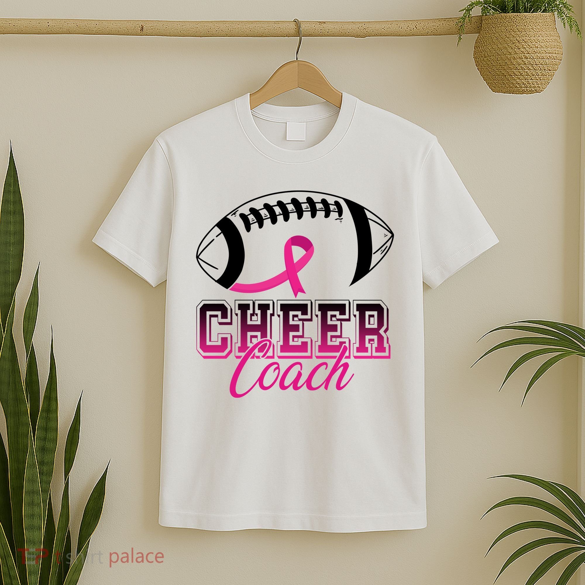 Cheer Coach Football Breast Cancer Awareness T-Shirt