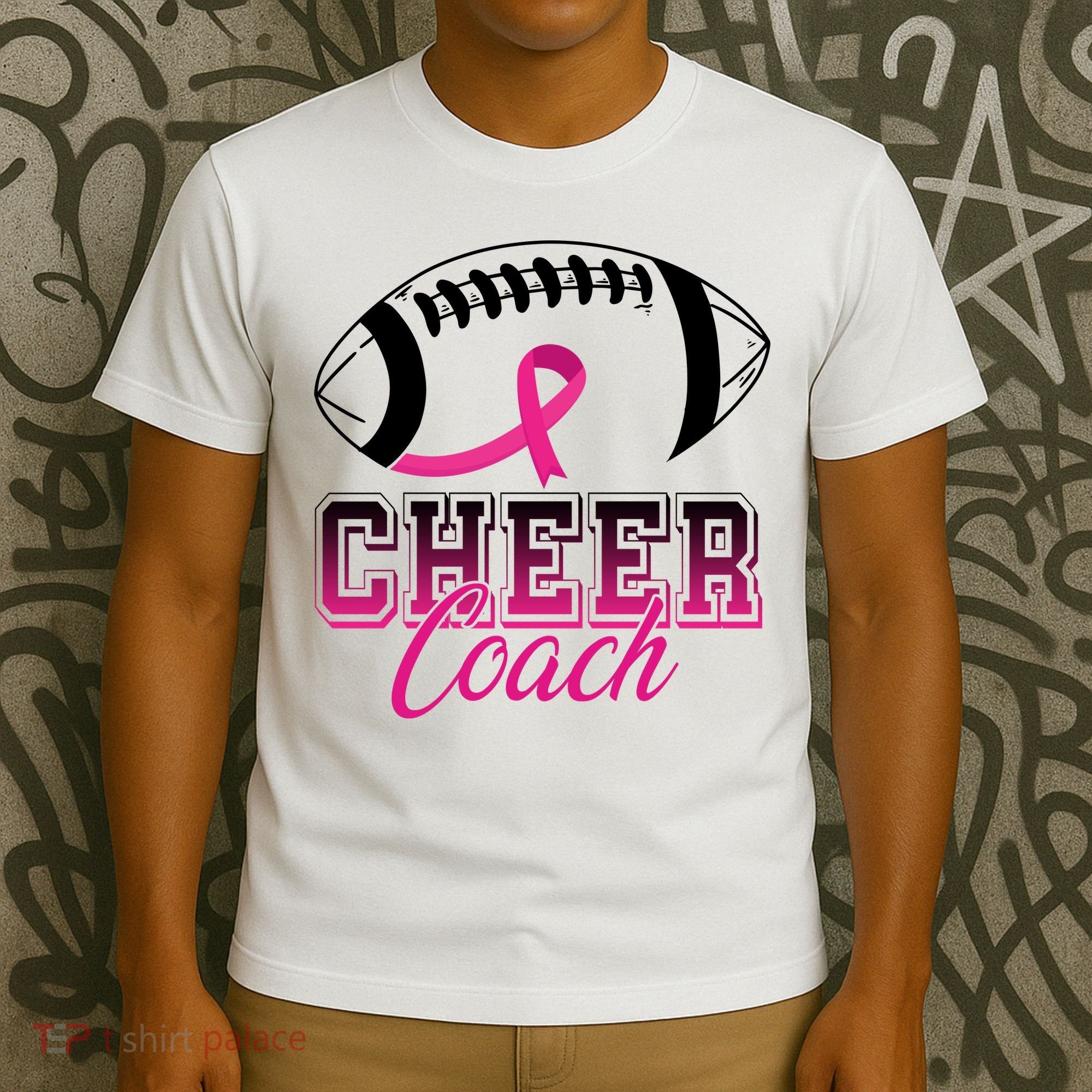 Cheer Coach Football Breast Cancer Awareness T-Shirt