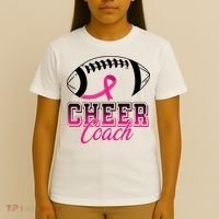 Cheer Coach Football Breast Cancer Awareness T-Shirt thumb 4