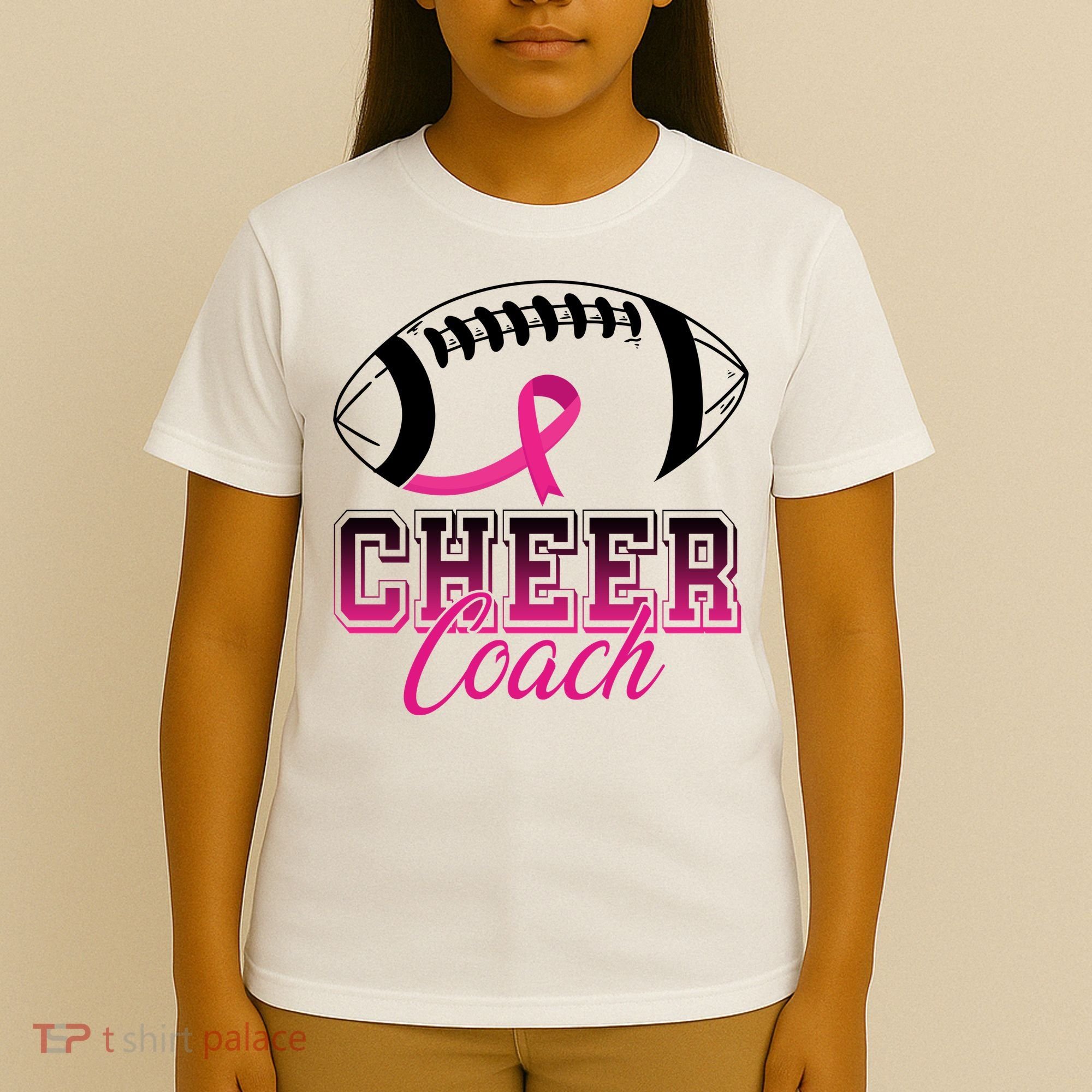 Cheer Coach Football Breast Cancer Awareness T-Shirt