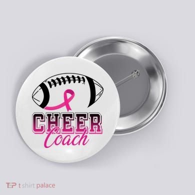 Cheer Coach Football Breast Cancer Awareness Button