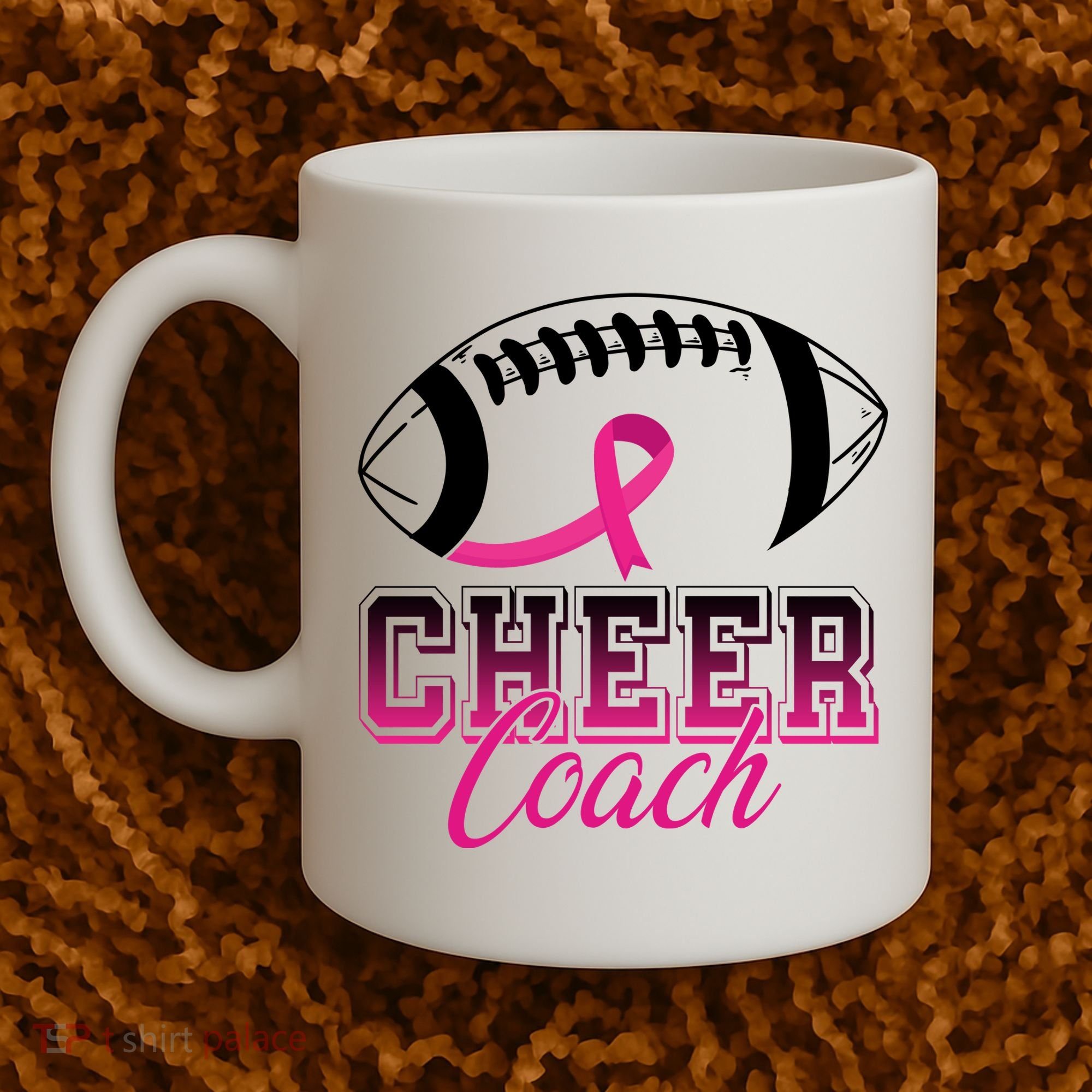 Cheer Coach Football Breast Cancer Awareness Coffee Mug