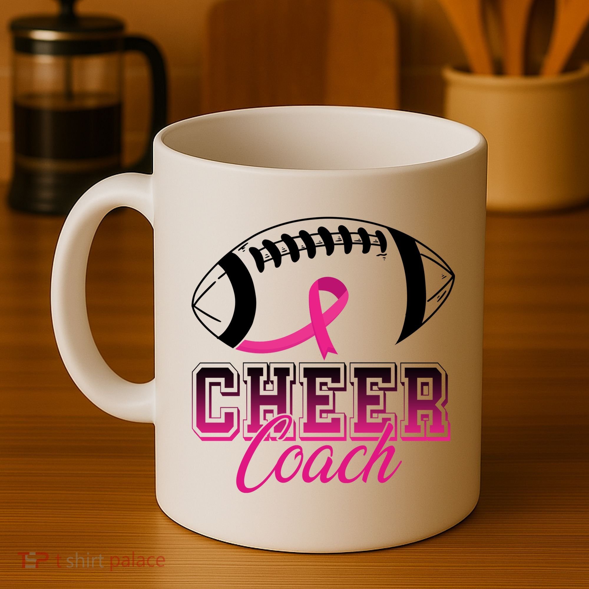 Cheer Coach Football Breast Cancer Awareness Coffee Mug