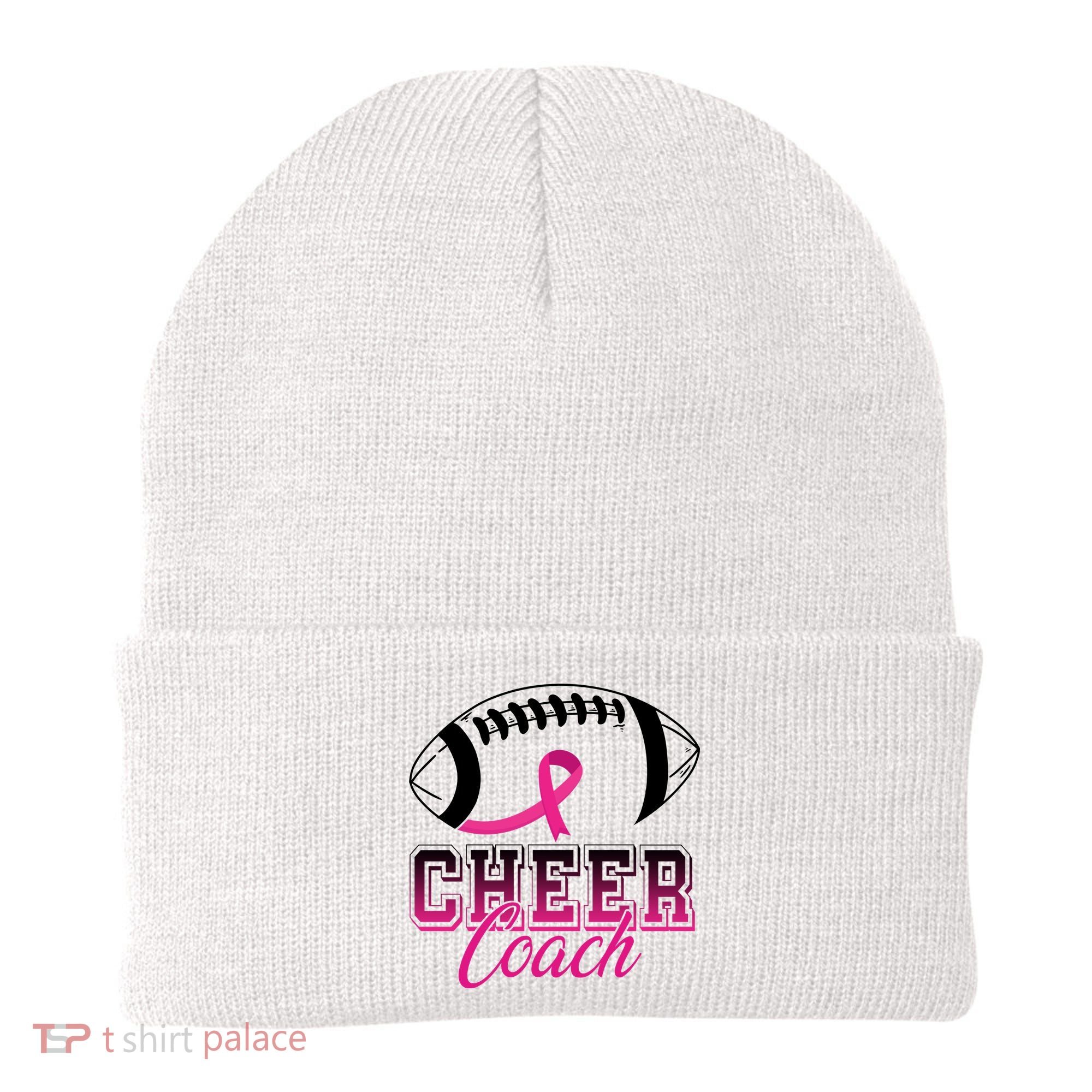 Cheer Coach Football Breast Cancer Awareness Beanie