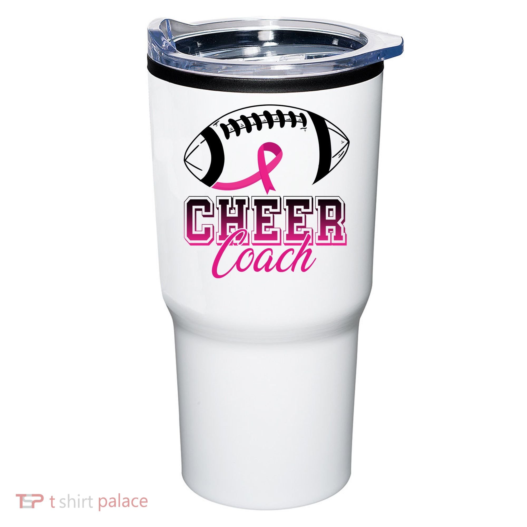Cheer Coach Football Breast Cancer Awareness Tumbler