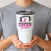 Cheer Coach Football Breast Cancer Awareness Tumbler thumb 2