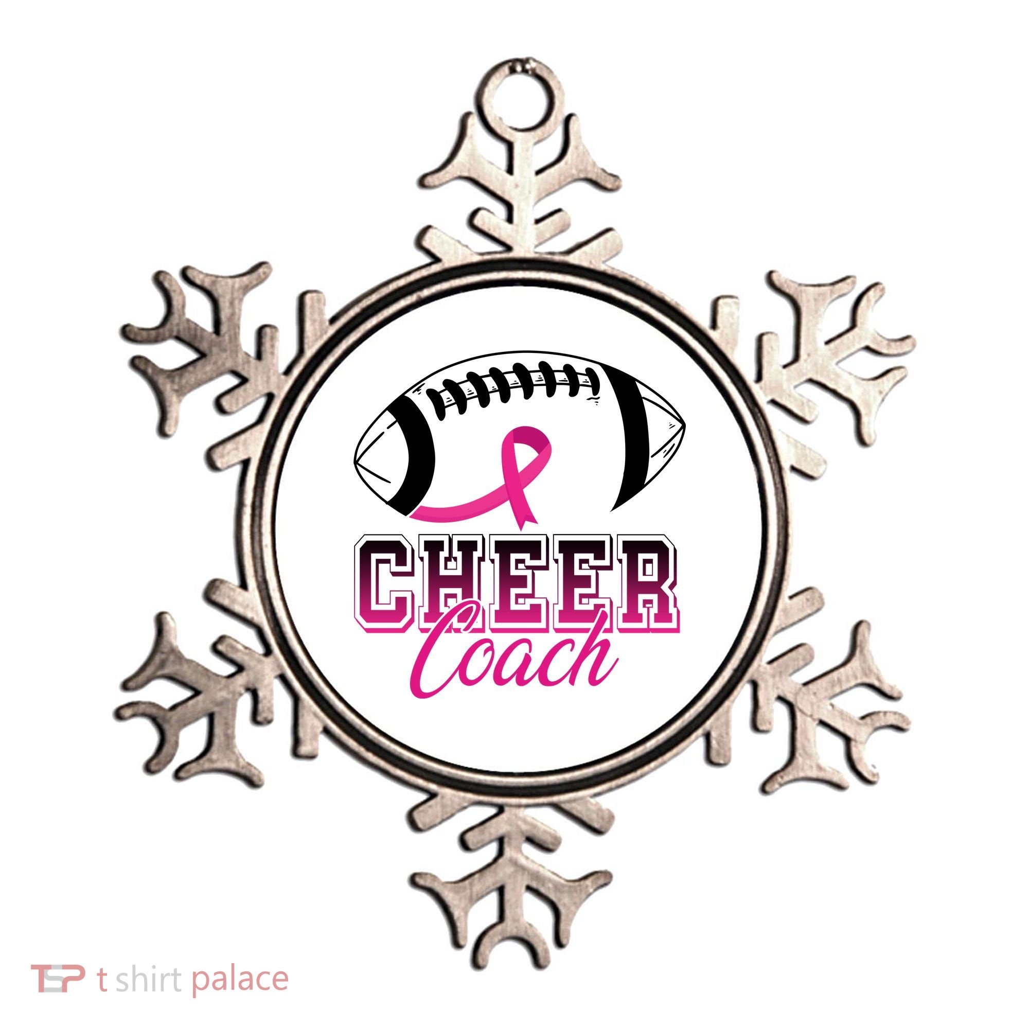 Cheer Coach Football Breast Cancer Awareness Ornament