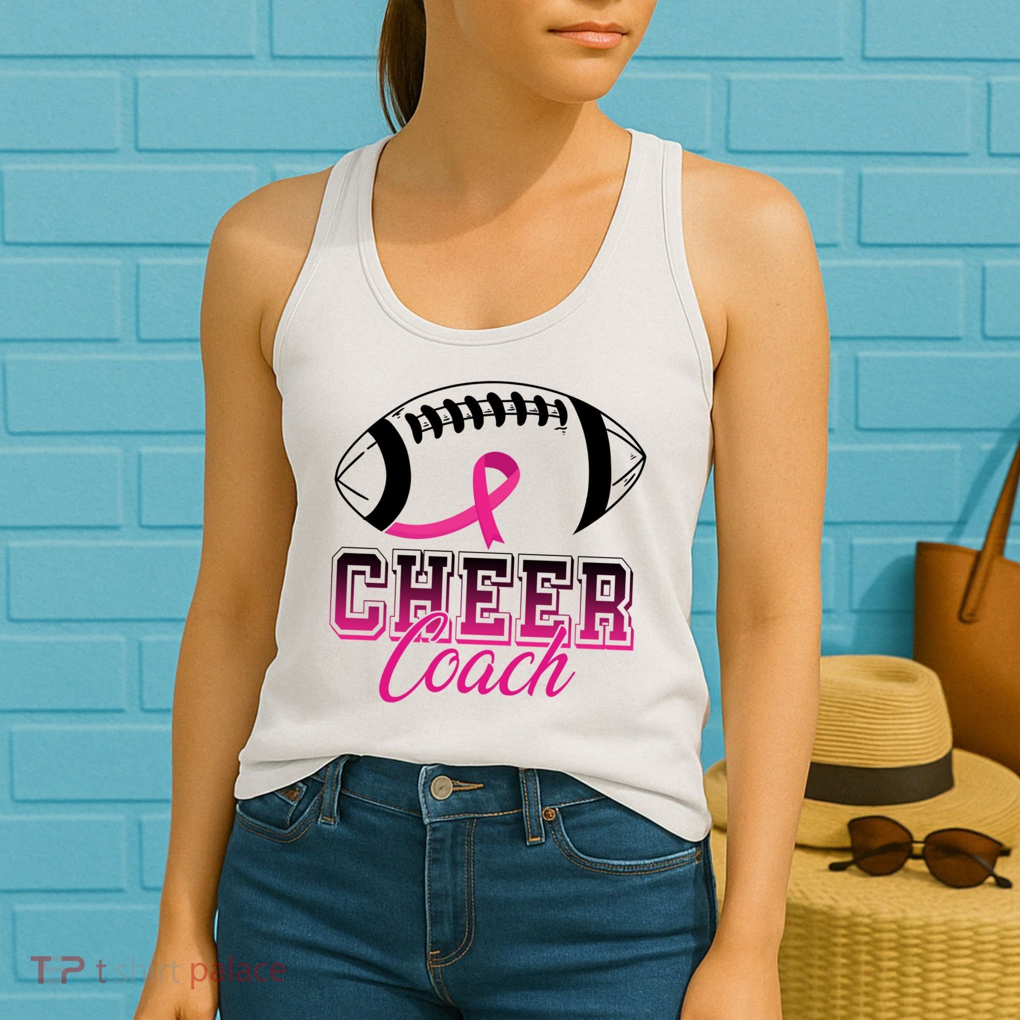 Cheer Coach Football Breast Cancer Awareness Women's Tank Top