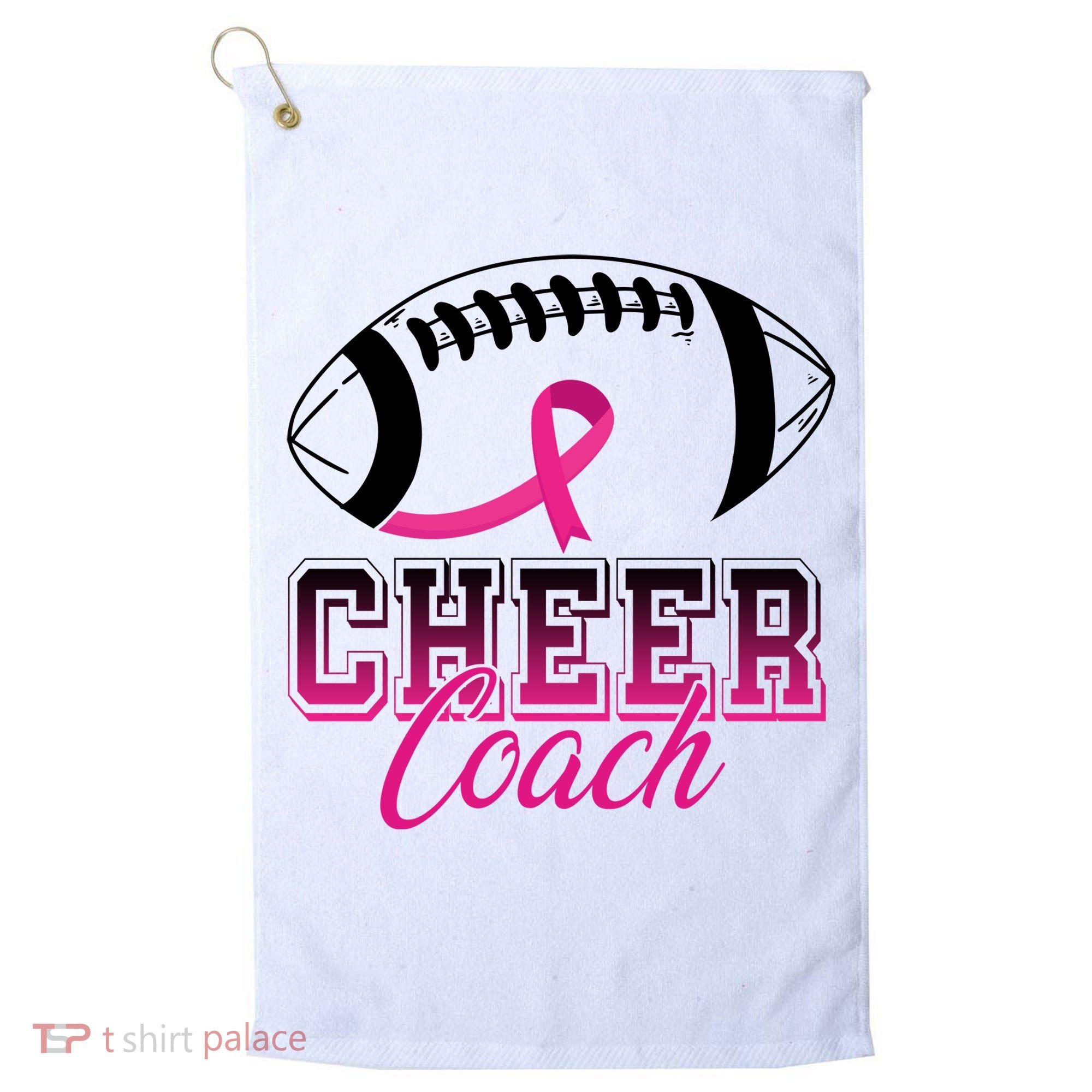 Cheer Coach Football Breast Cancer Awareness Golf Towel