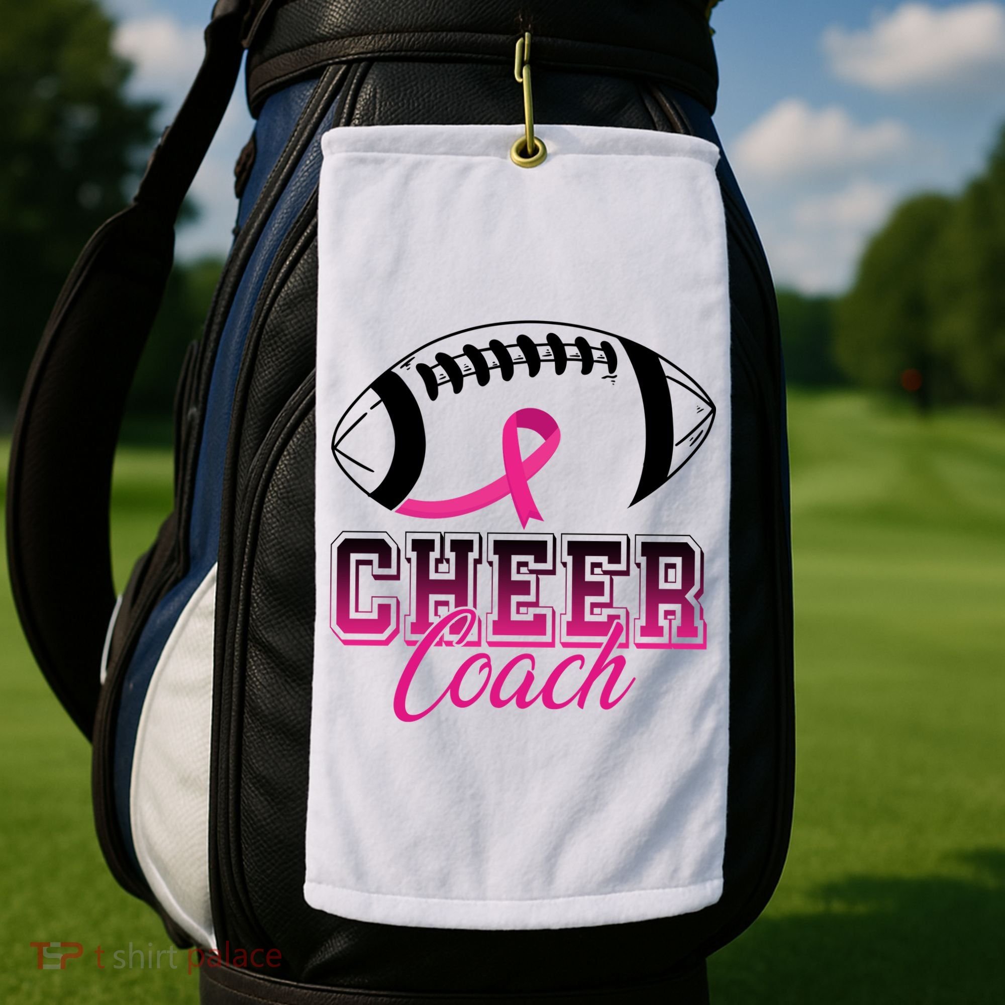 Cheer Coach Football Breast Cancer Awareness Golf Towel