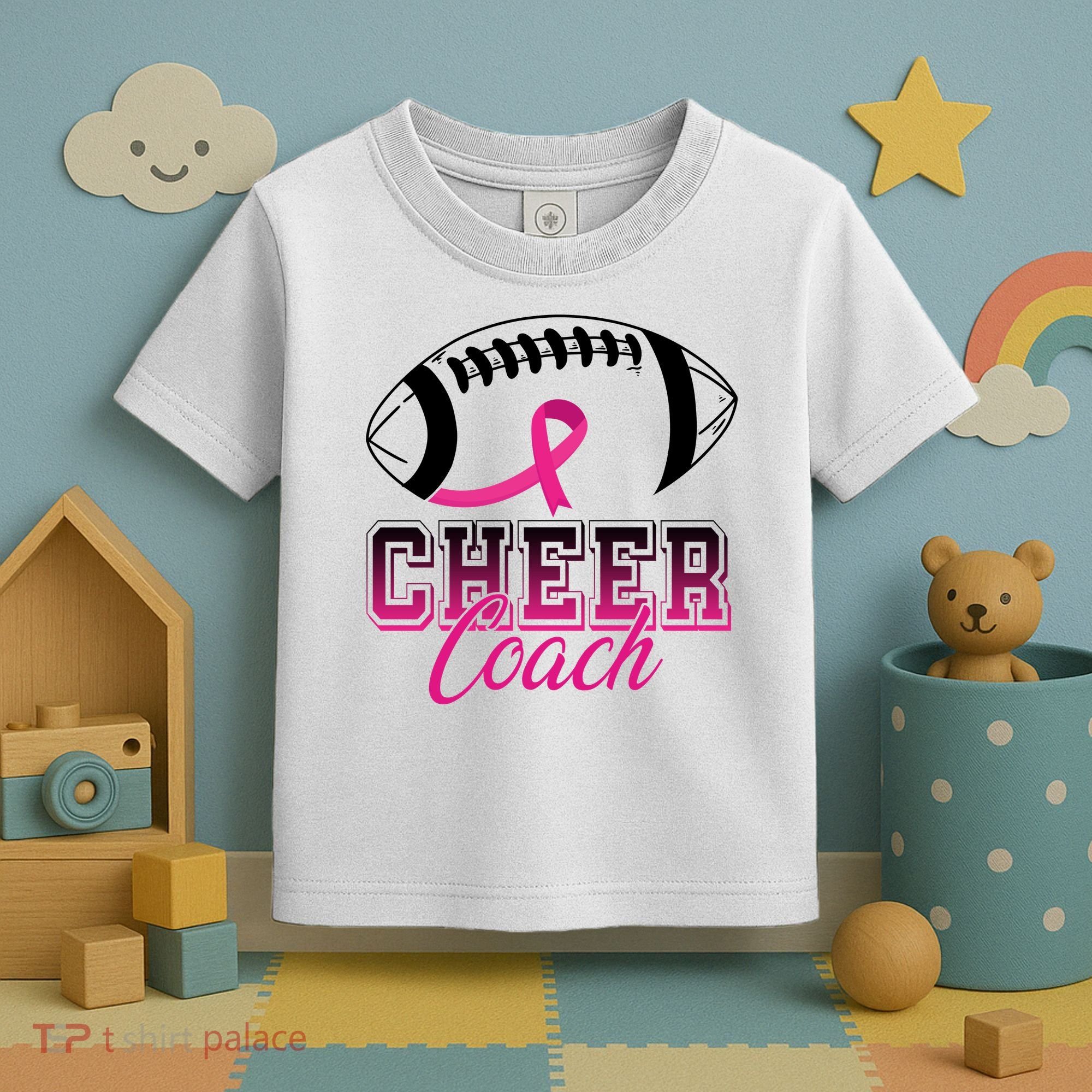 Cheer Coach Football Breast Cancer Awareness Toddler T-Shirt