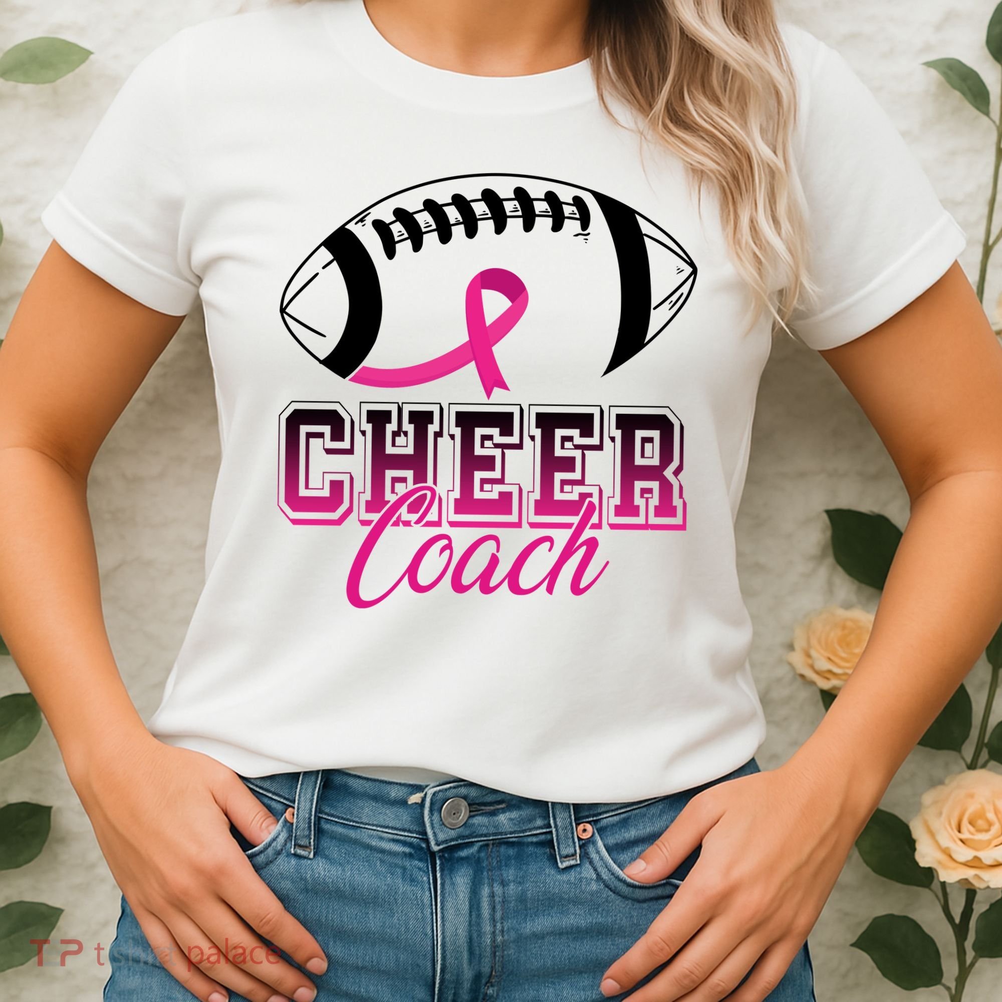 Cheer Coach Football Breast Cancer Awareness Women's T-Shirt