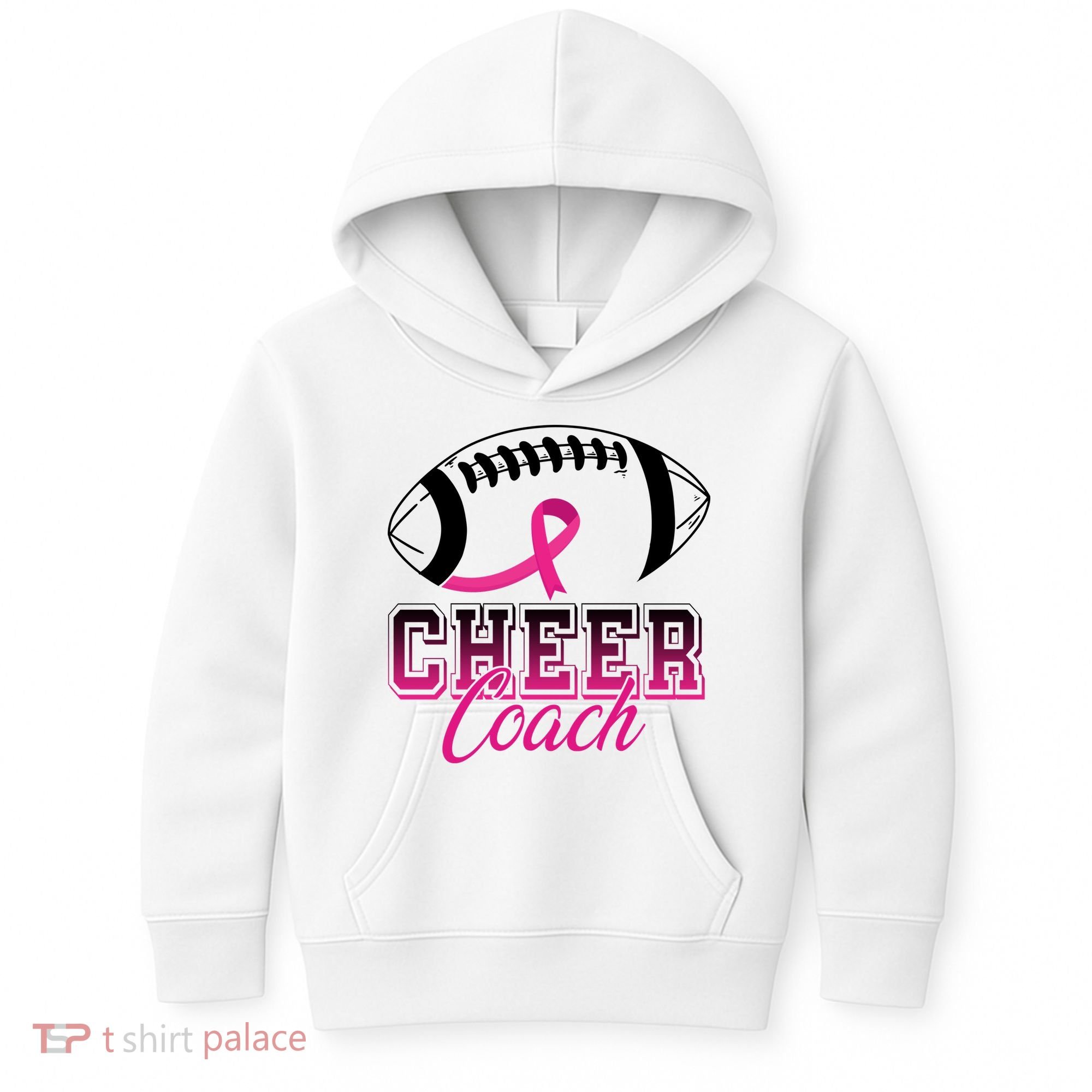 Cheer Coach Football Breast Cancer Awareness Kids Hoodie