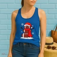 Cool Christmas Football Snowman Sports Fan Women's Tank Top thumb 2
