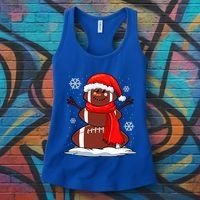 Cool Christmas Football Snowman Sports Fan Women's Tank Top thumb 3