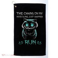 Creepy Cat Funny The Chains On My Mood Swing Just Snapped Golf Towel thumb 0