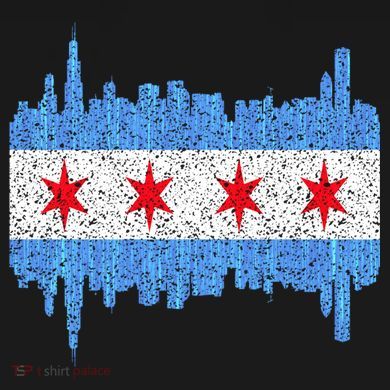 Chicago City Flag Vintage Button