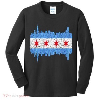 Chicago City Flag Vintage Kids Long Sleeve Shirt