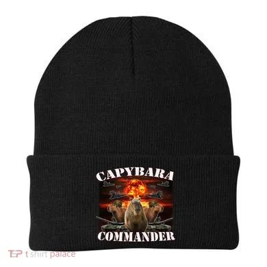 Capybara Commander Funny Capybara Warrior Beanie