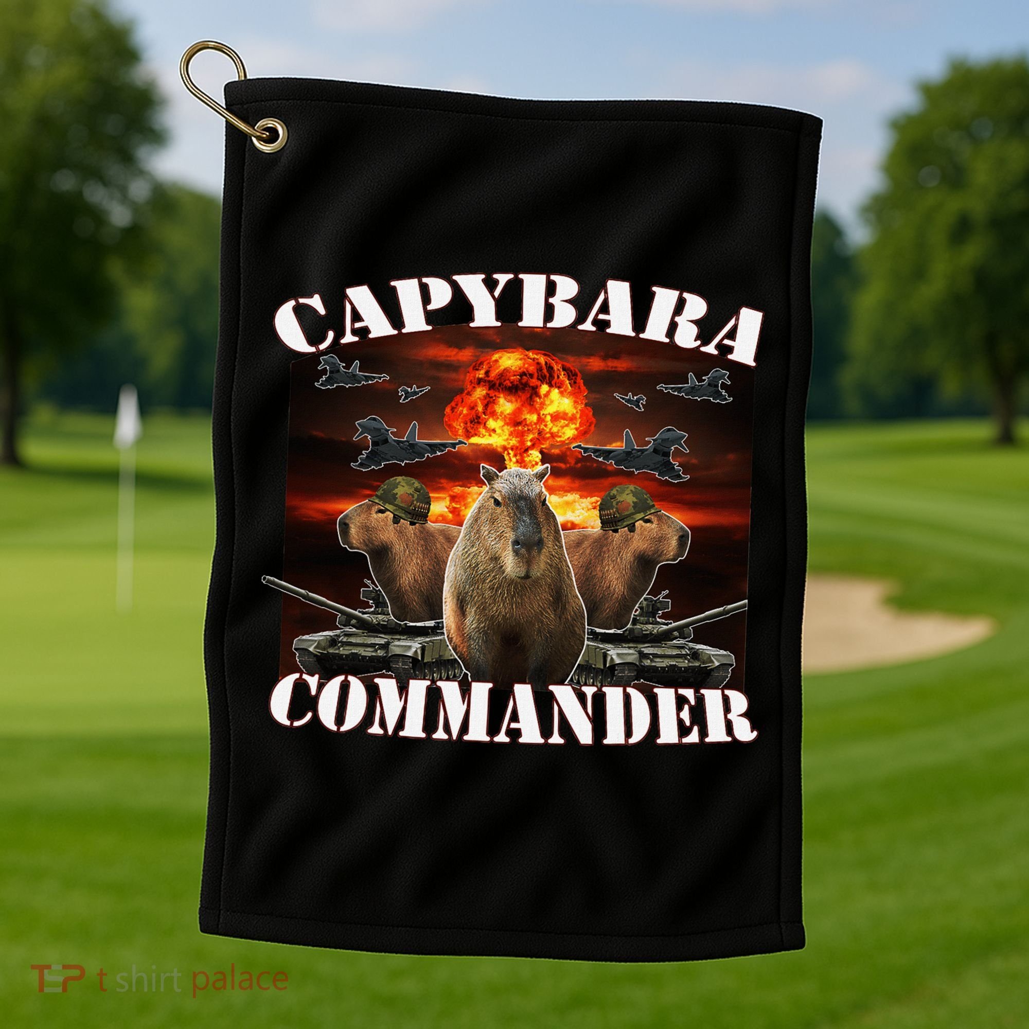 Capybara Commander Funny Capybara Warrior Golf Towel