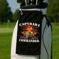 Capybara Commander Funny Capybara Warrior Golf Towel thumb 2