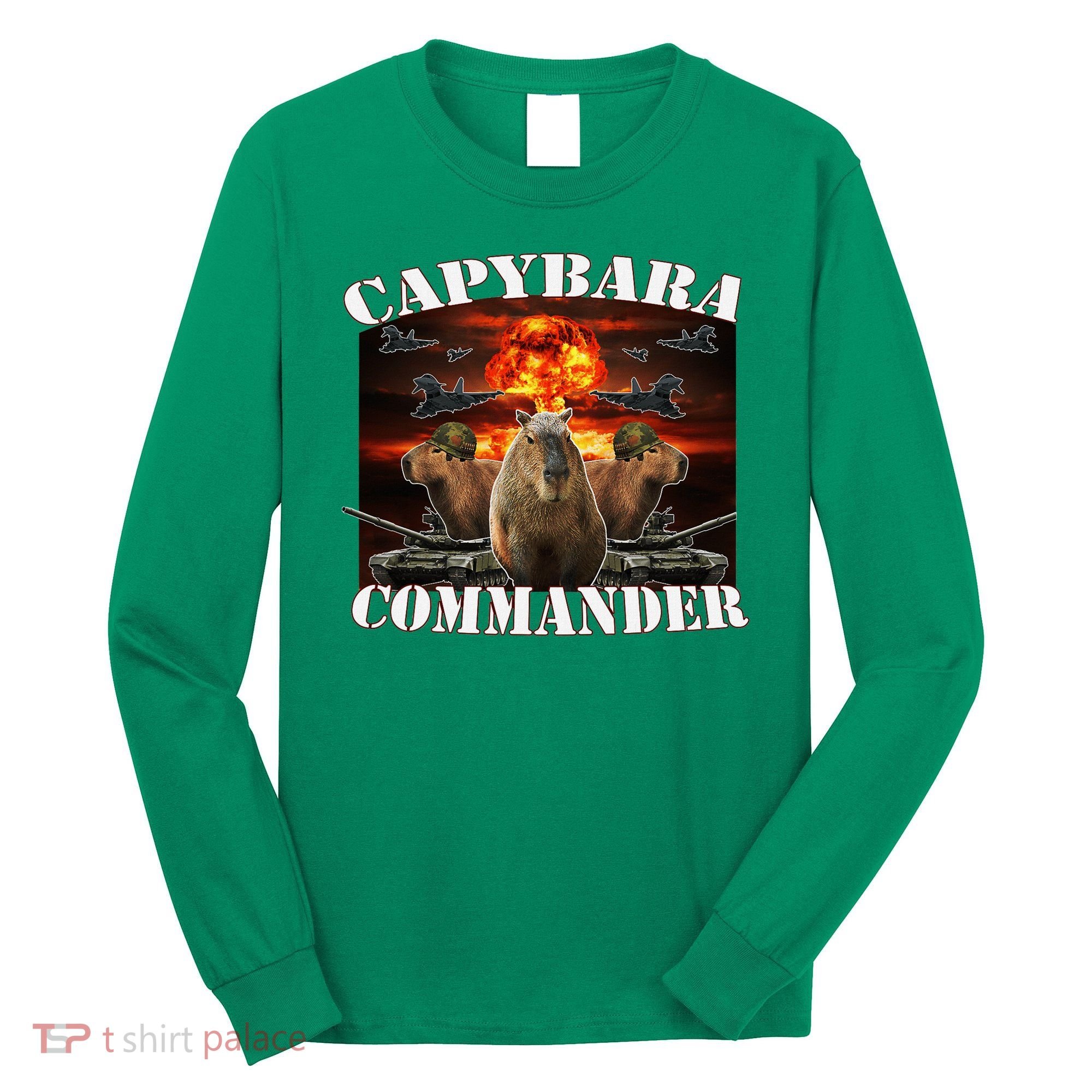 Capybara Commander Funny Capybara Warrior Long Sleeve Shirt