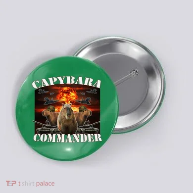 Capybara Commander Funny Capybara Warrior Button