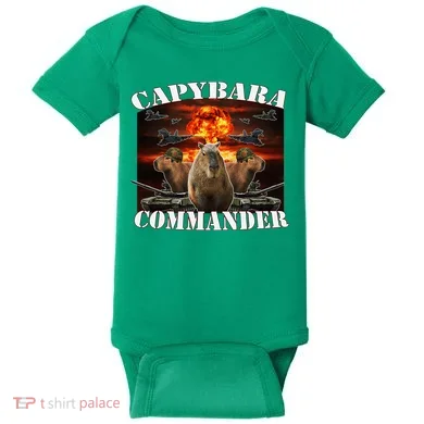 Capybara Commander Funny Capybara Warrior Baby Bodysuit