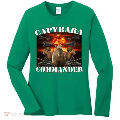 Capybara Commander Funny Capybara Warrior Women's Long Sleeve Shirt