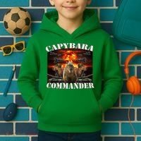 Capybara Commander Funny Capybara Warrior Kids Hoodie thumb 2