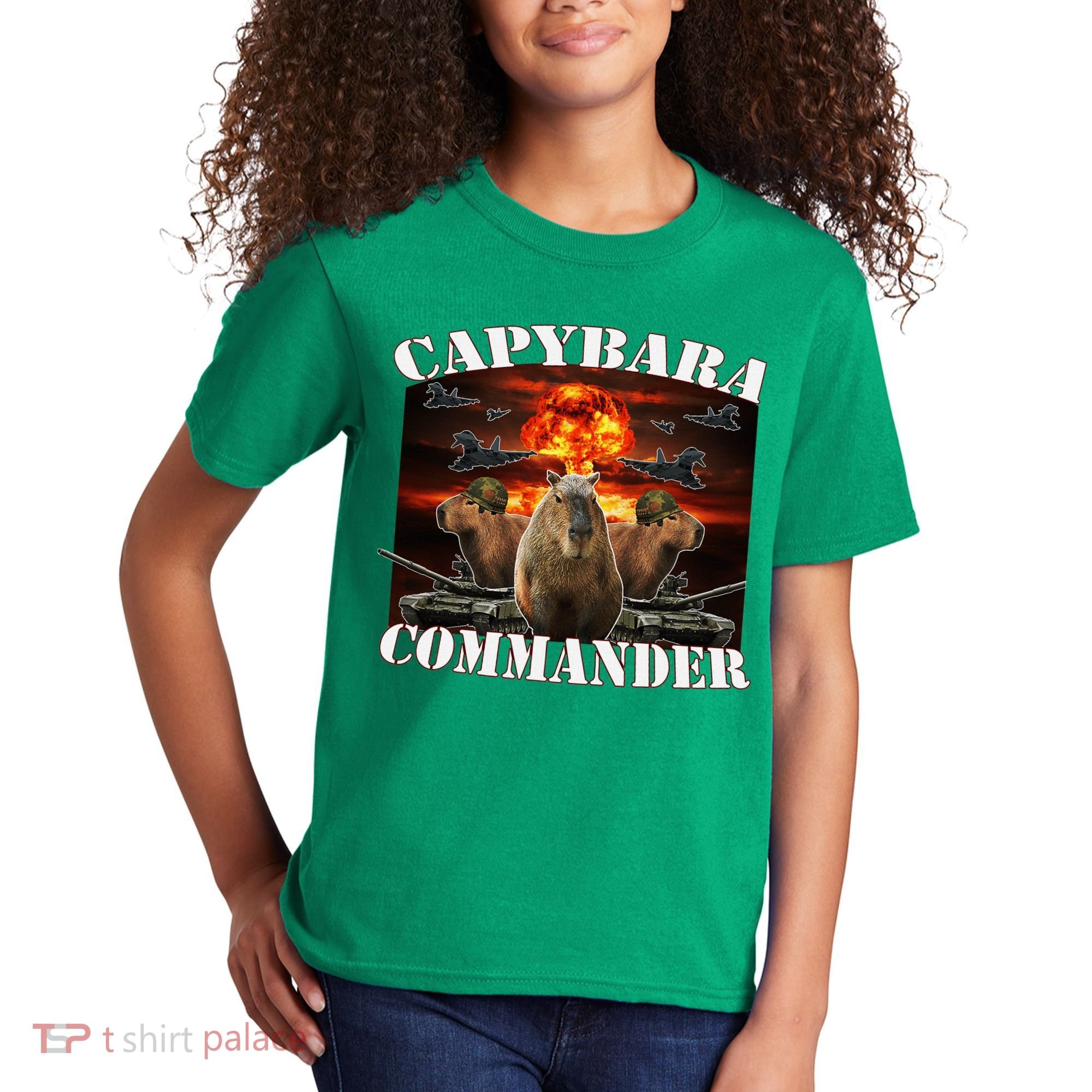 Capybara Commander Funny Capybara Warrior Kids T-Shirt