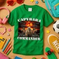Capybara Commander Funny Capybara Warrior Kids T-Shirt thumb 3