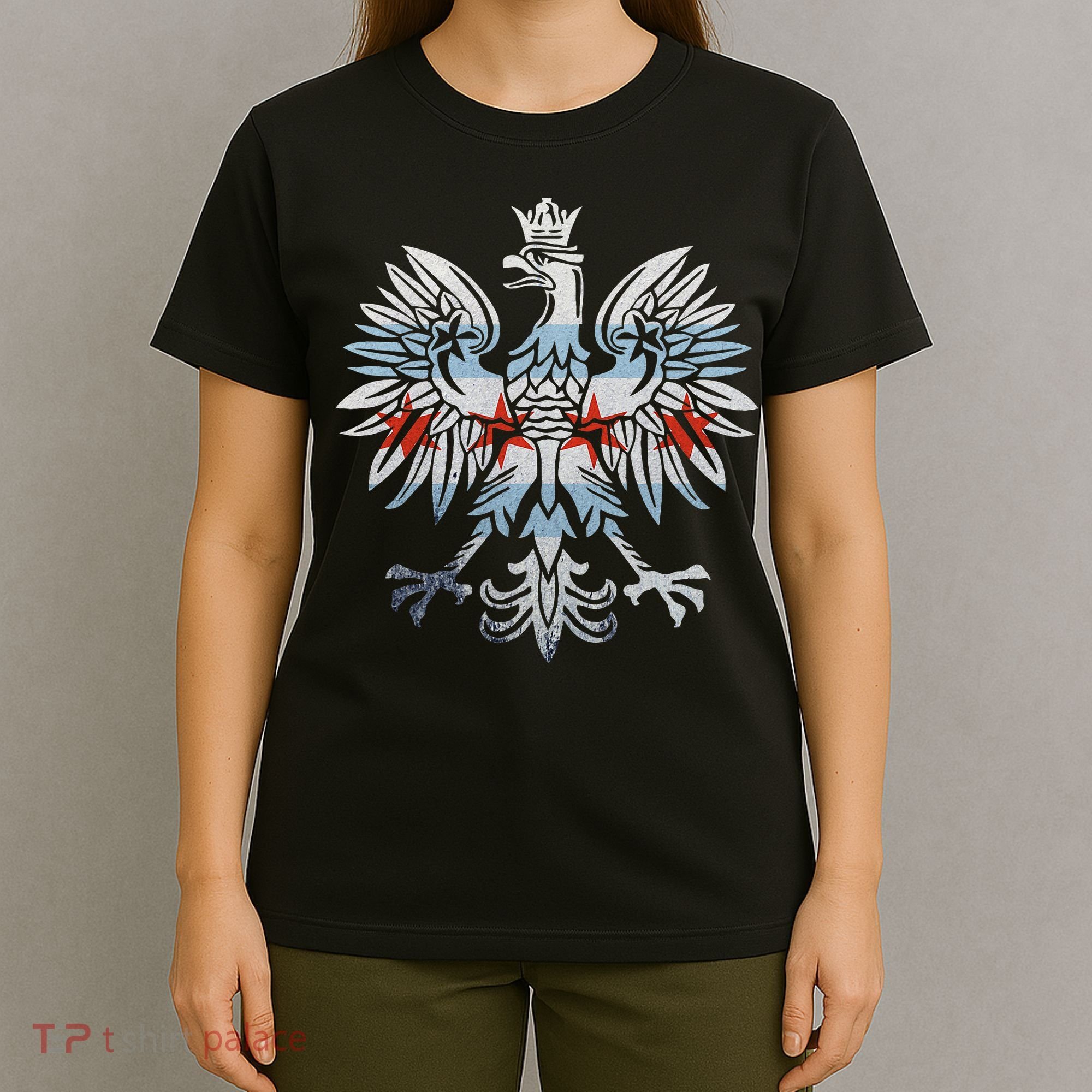 Cool Chicago Flag Polish Eagle Funny Illinois Emblem T-Shirt