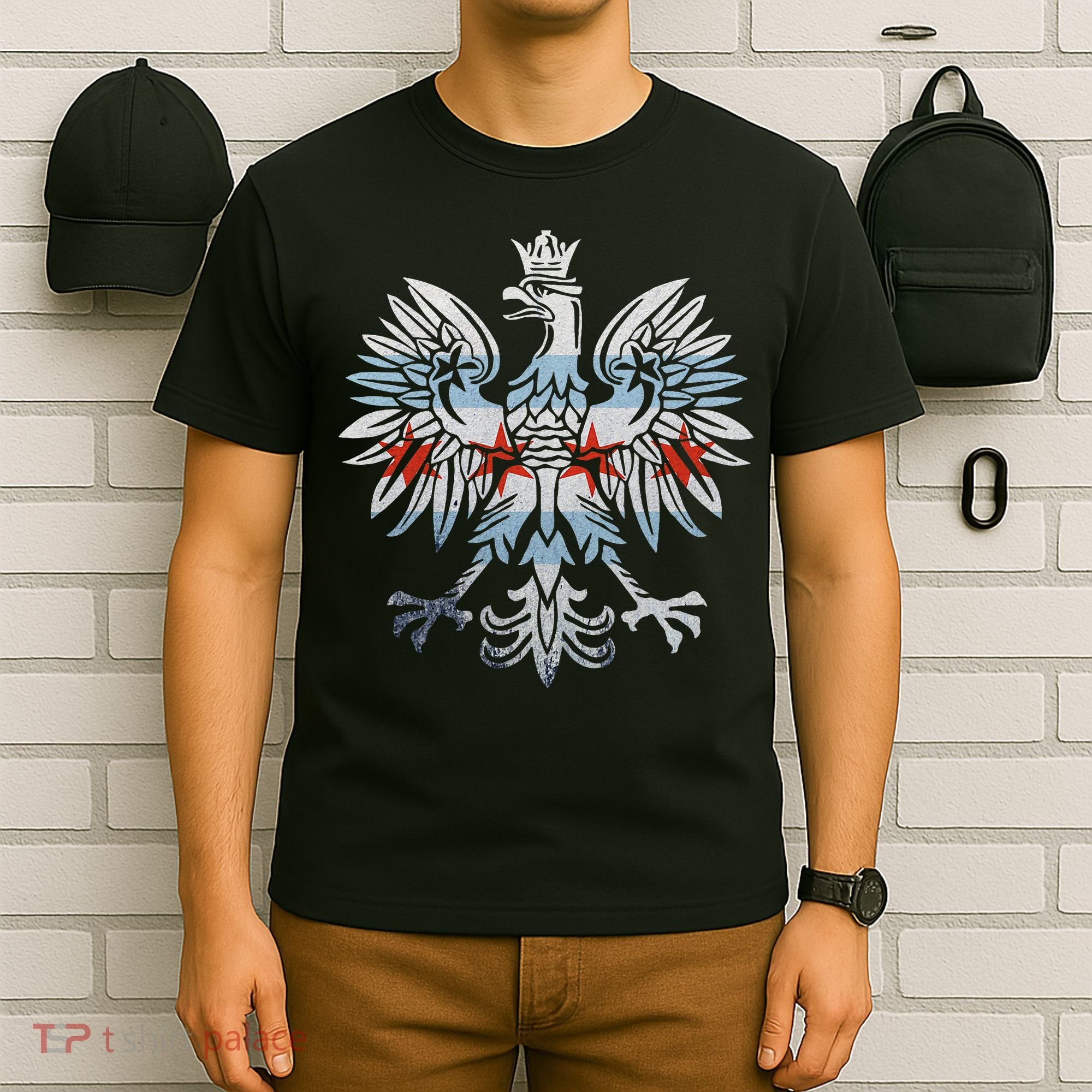 Cool Chicago Flag Polish Eagle Funny Illinois Emblem T-Shirt