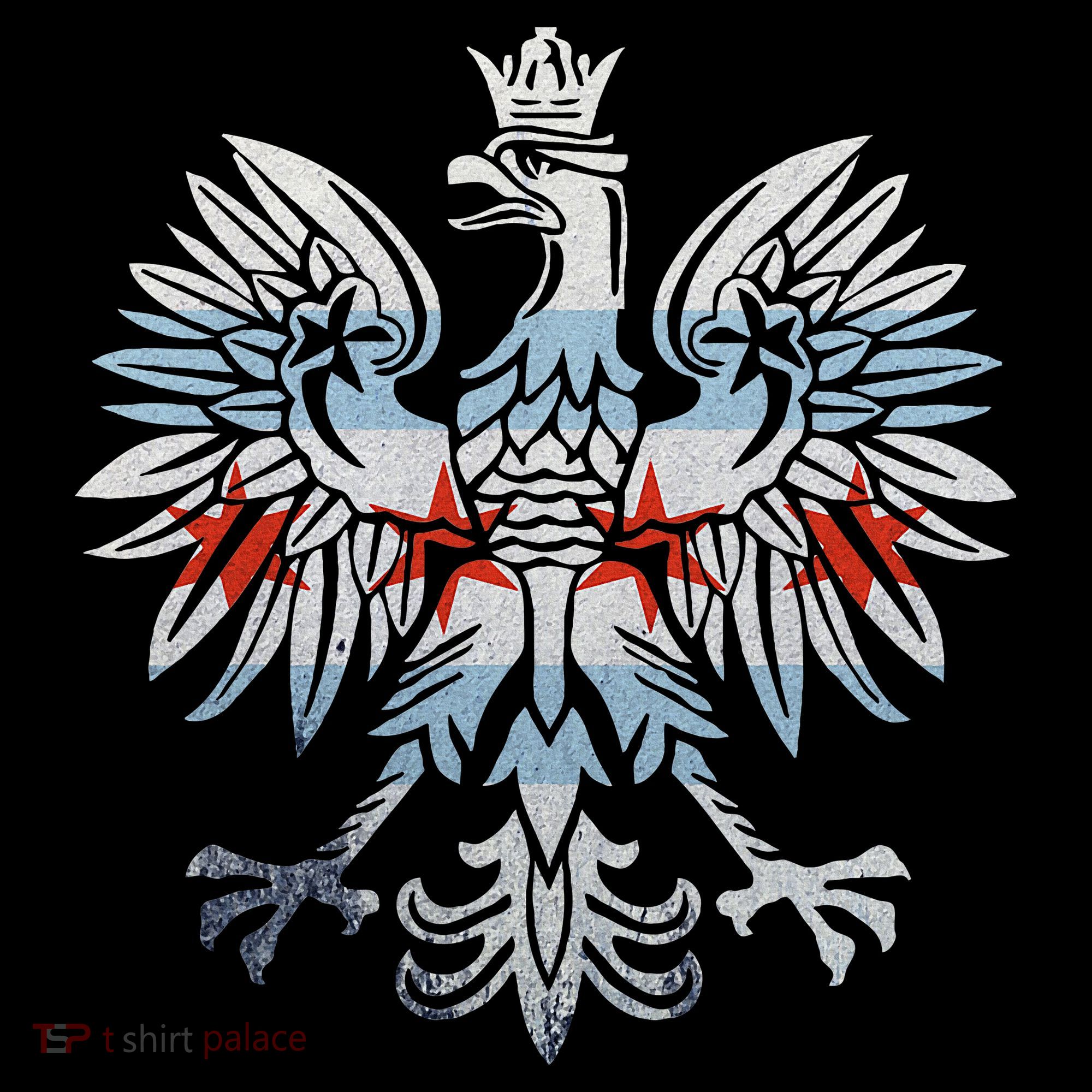 Cool Chicago Flag Polish Eagle Funny Illinois Emblem Button