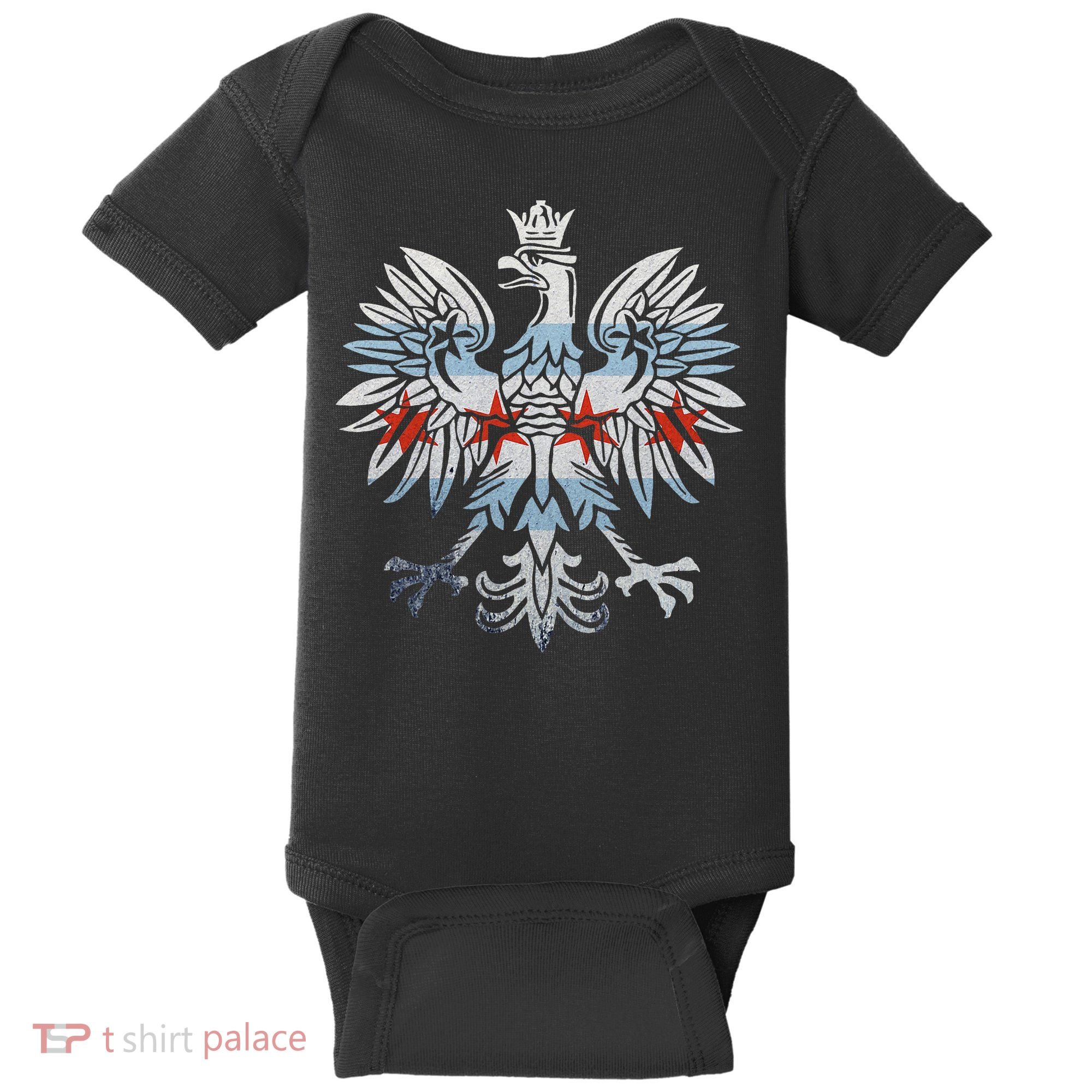 Cool Chicago Flag Polish Eagle Funny Illinois Emblem Baby Bodysuit