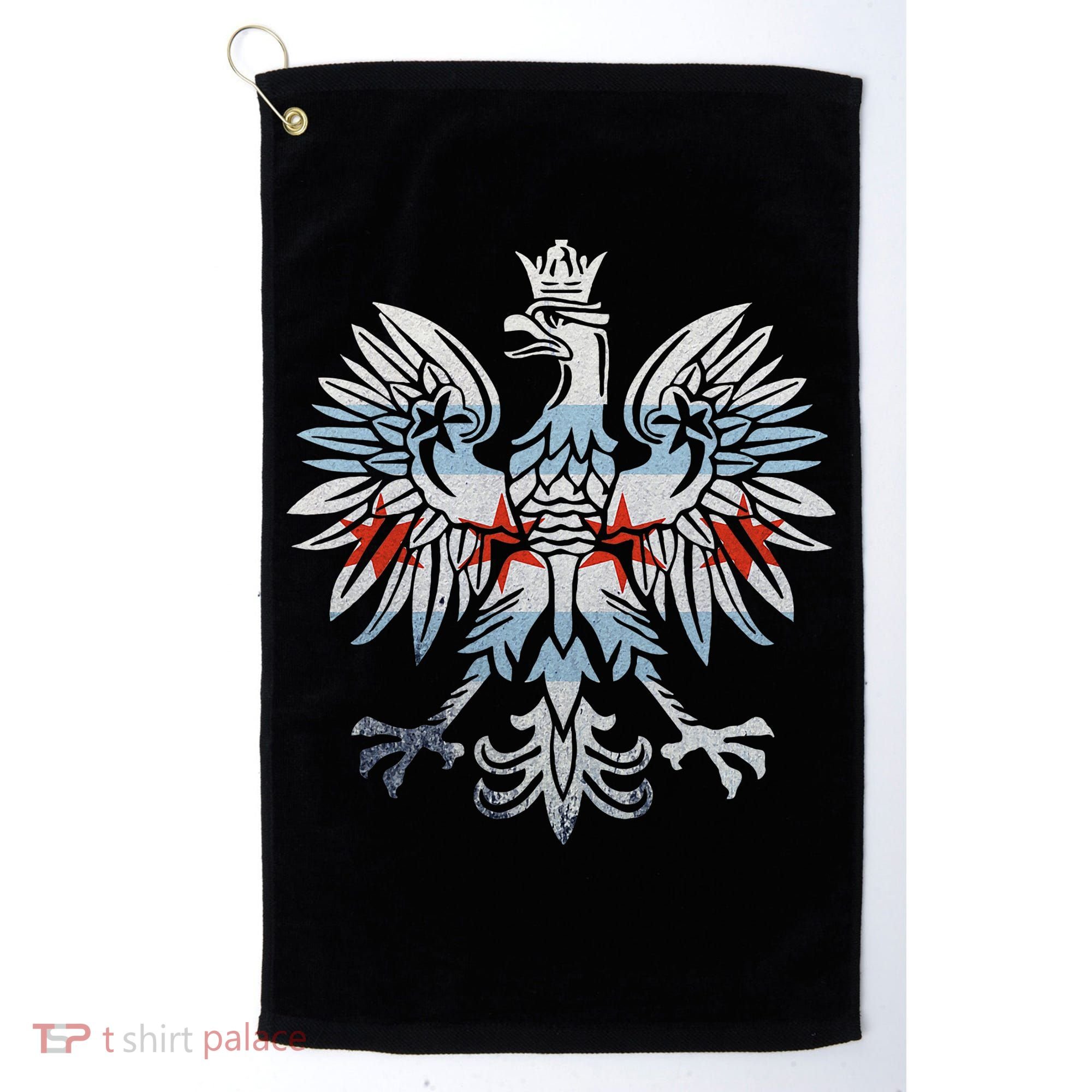 Cool Chicago Flag Polish Eagle Funny Illinois Emblem Golf Towel